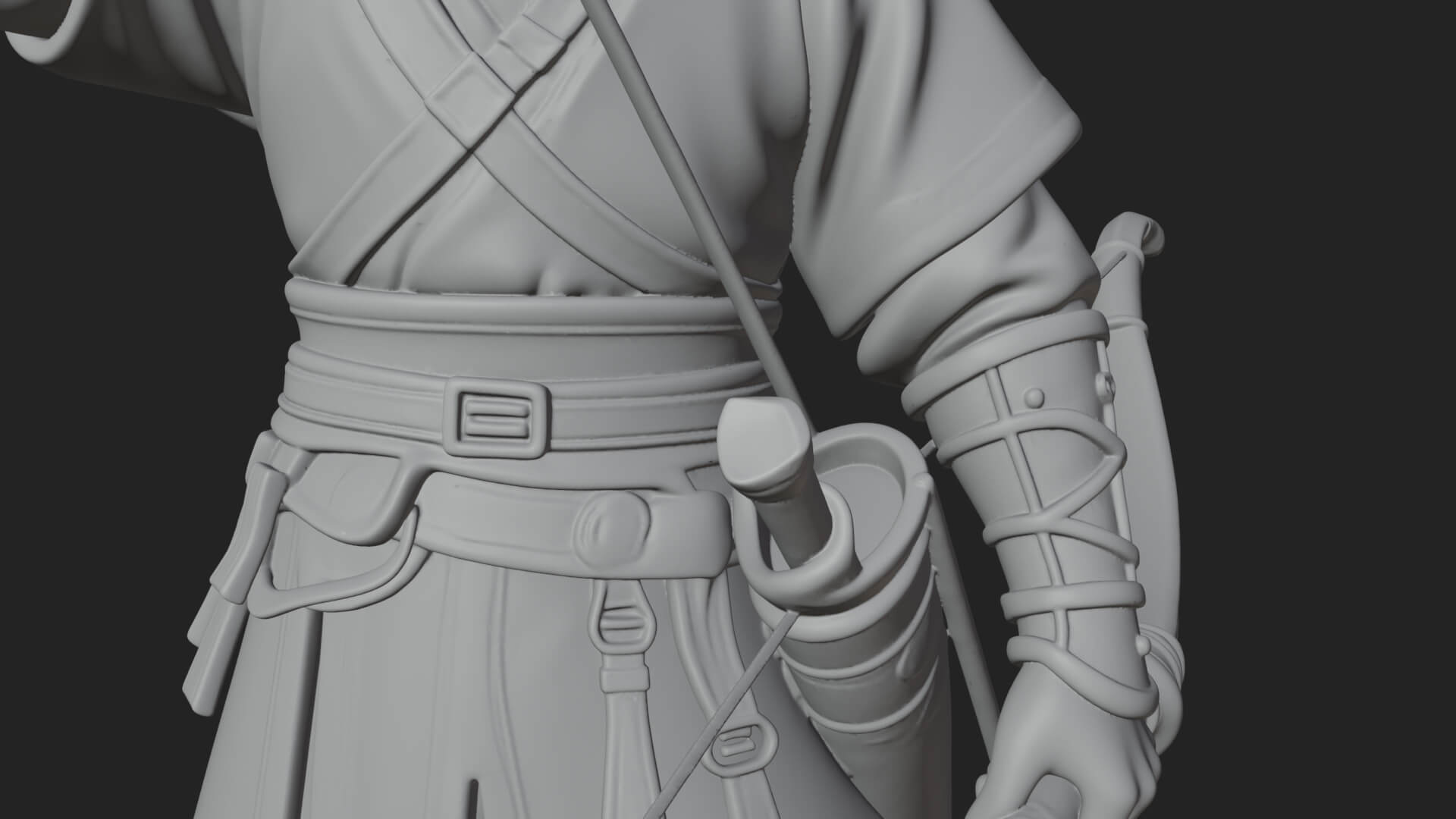 Hooded Ranger Statue Design 12 3D Print Model 3D Model
