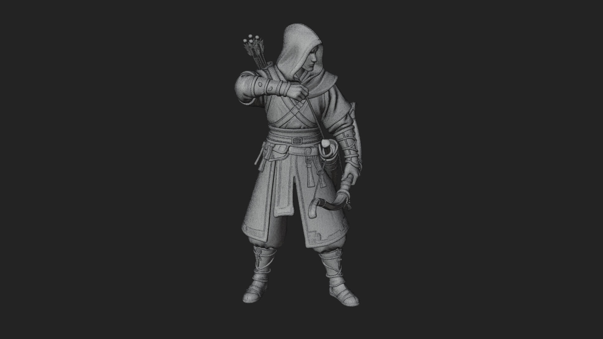 Hooded Ranger Statue Design 12 3D Print Model 3D Model