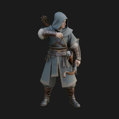 Hooded Ranger Statue Design 12 3D Print Model
