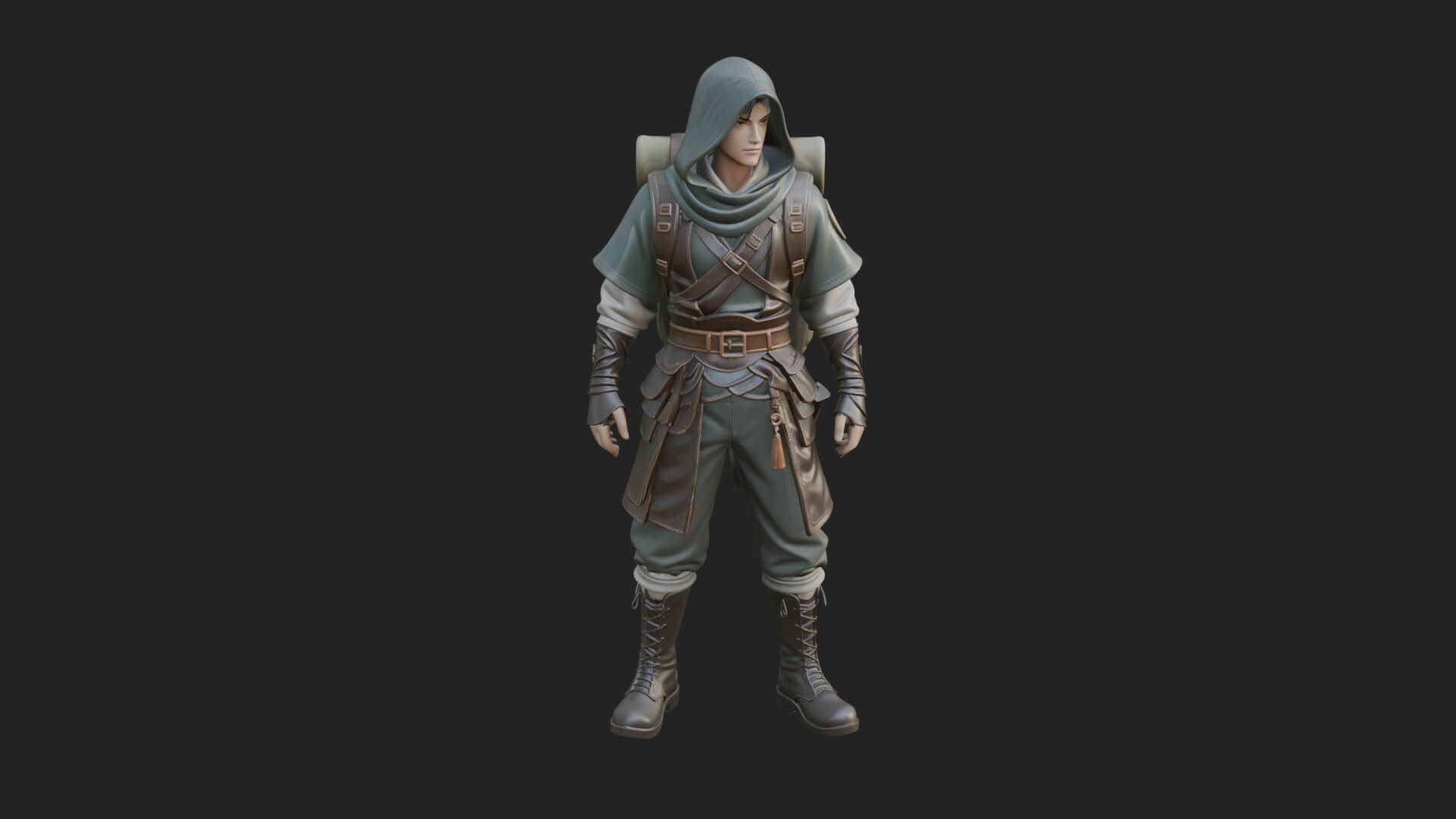 Hooded Ranger Statue Design 13 3D Print Model 3D Model