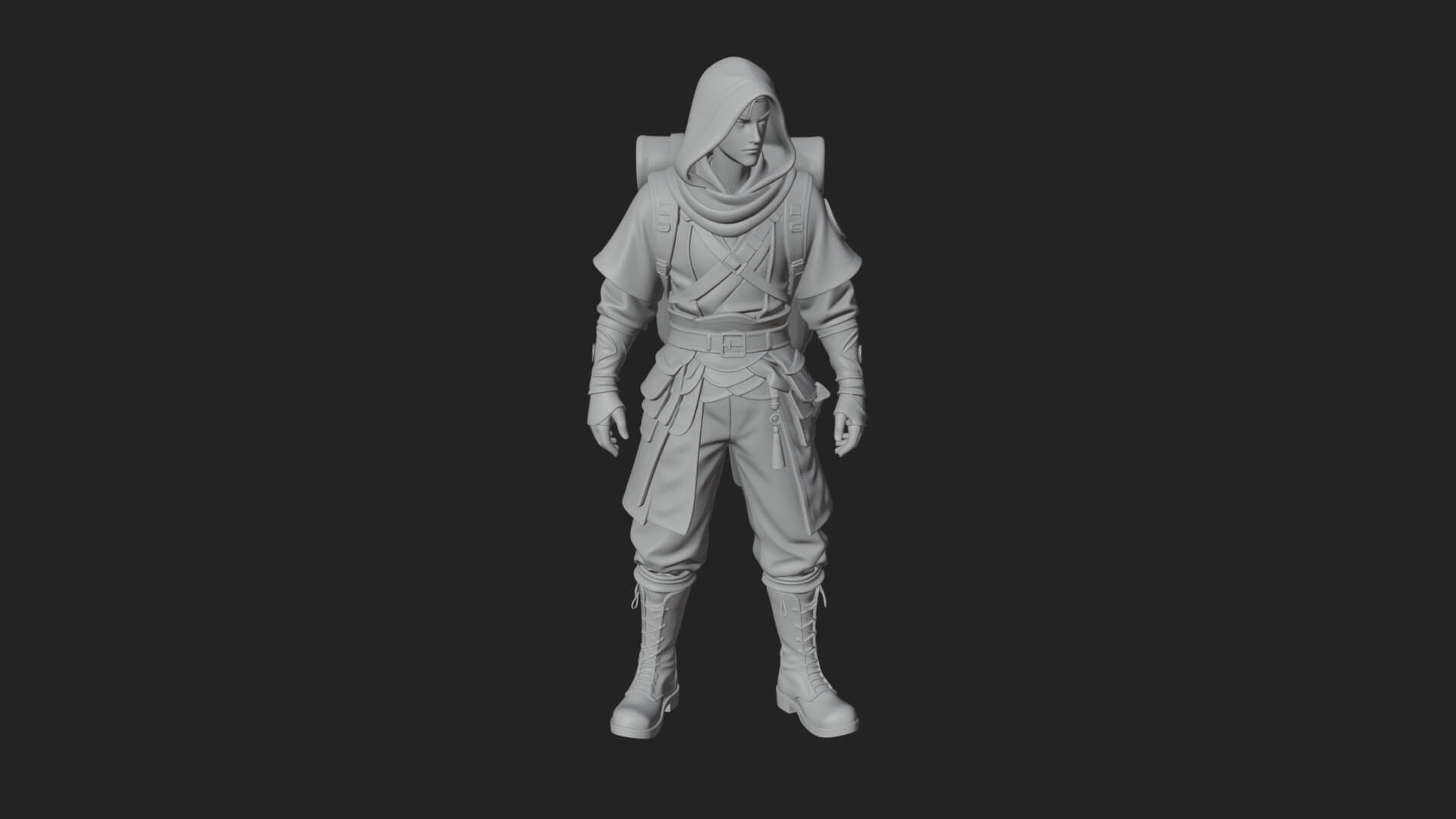 Hooded Ranger Statue Design 13 3D Print Model 3D Model