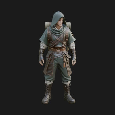 Hooded Ranger Statue Design 13 3D Print Model