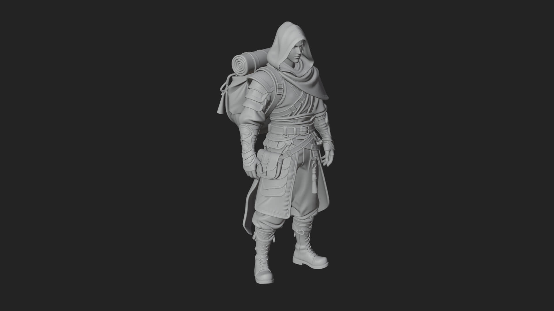 Hooded Ranger Statue Design 14 3D Print Model 3D Model