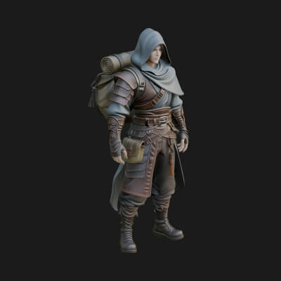 Hooded Ranger Statue Design 14 3D Print Model