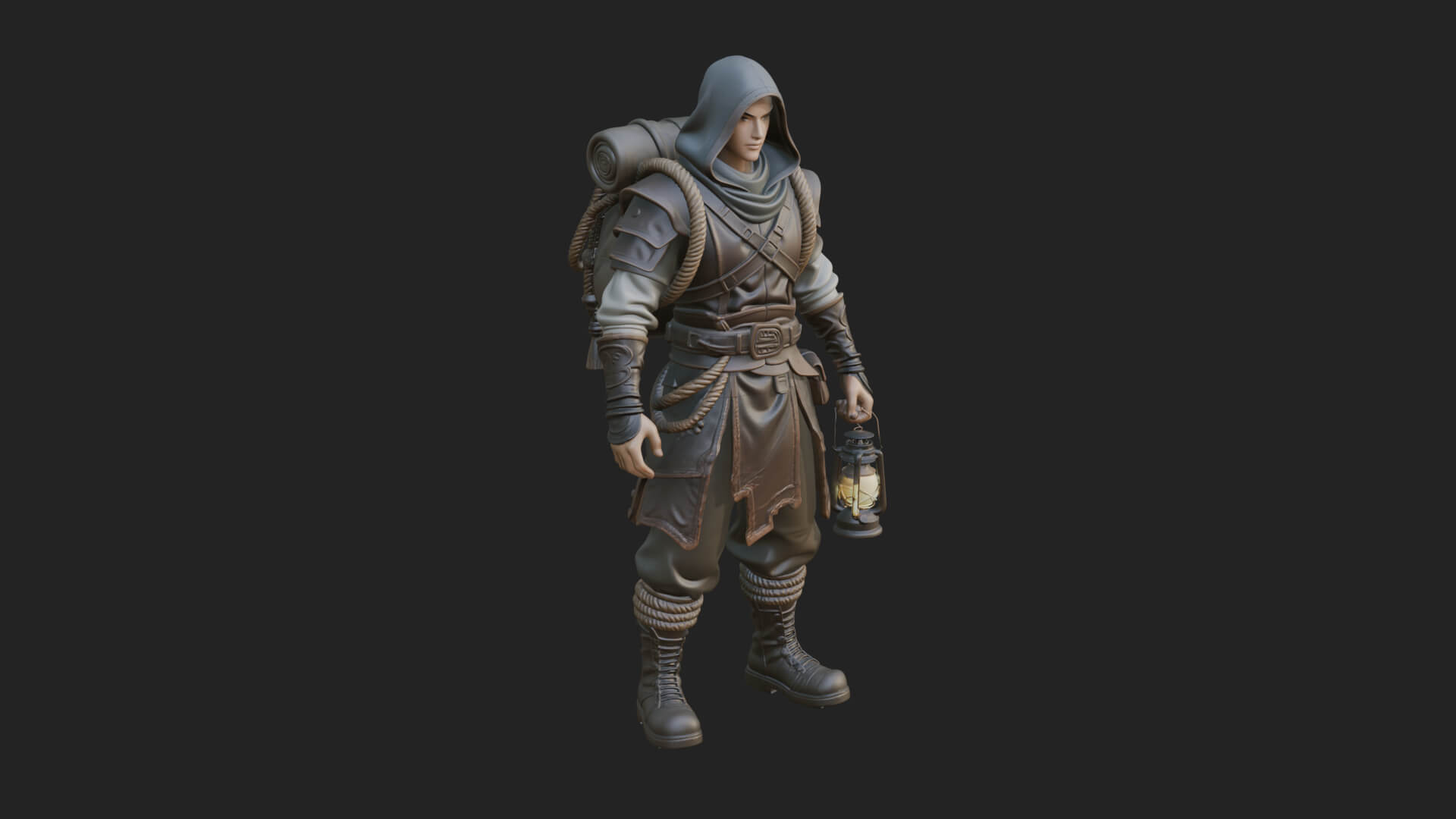 Hooded Ranger Statue Design 18 3D Print Model 3D Model