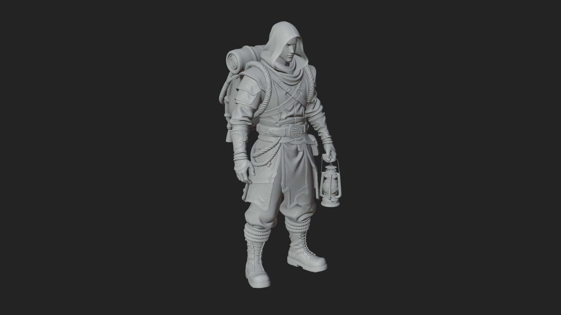 Hooded Ranger Statue Design 18 3D Print Model 3D Model
