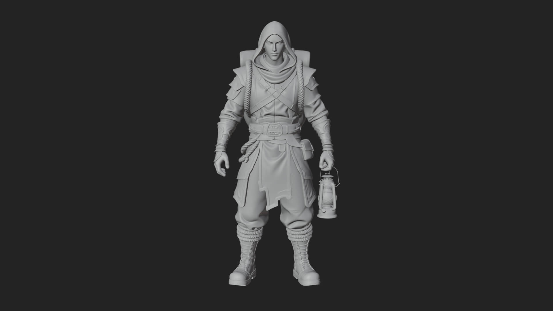 Hooded Ranger Statue Design 18 3D Print Model 3D Model