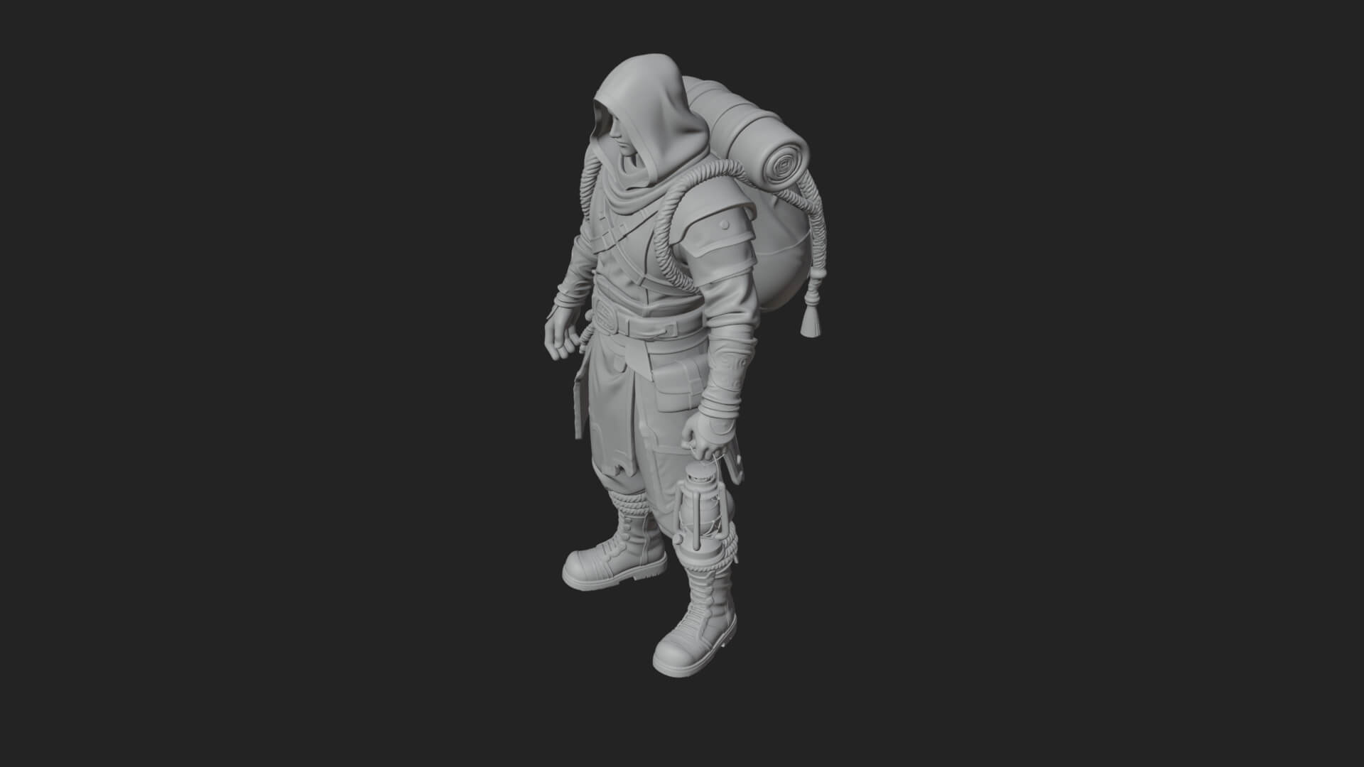 Hooded Ranger Statue Design 18 3D Print Model 3D Model