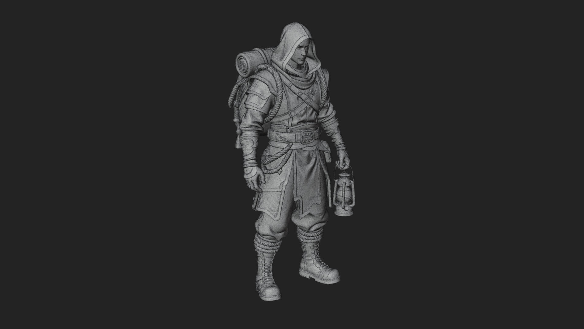 Hooded Ranger Statue Design 18 3D Print Model 3D Model