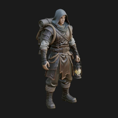 Hooded Ranger Statue Design 18 3D Print Model