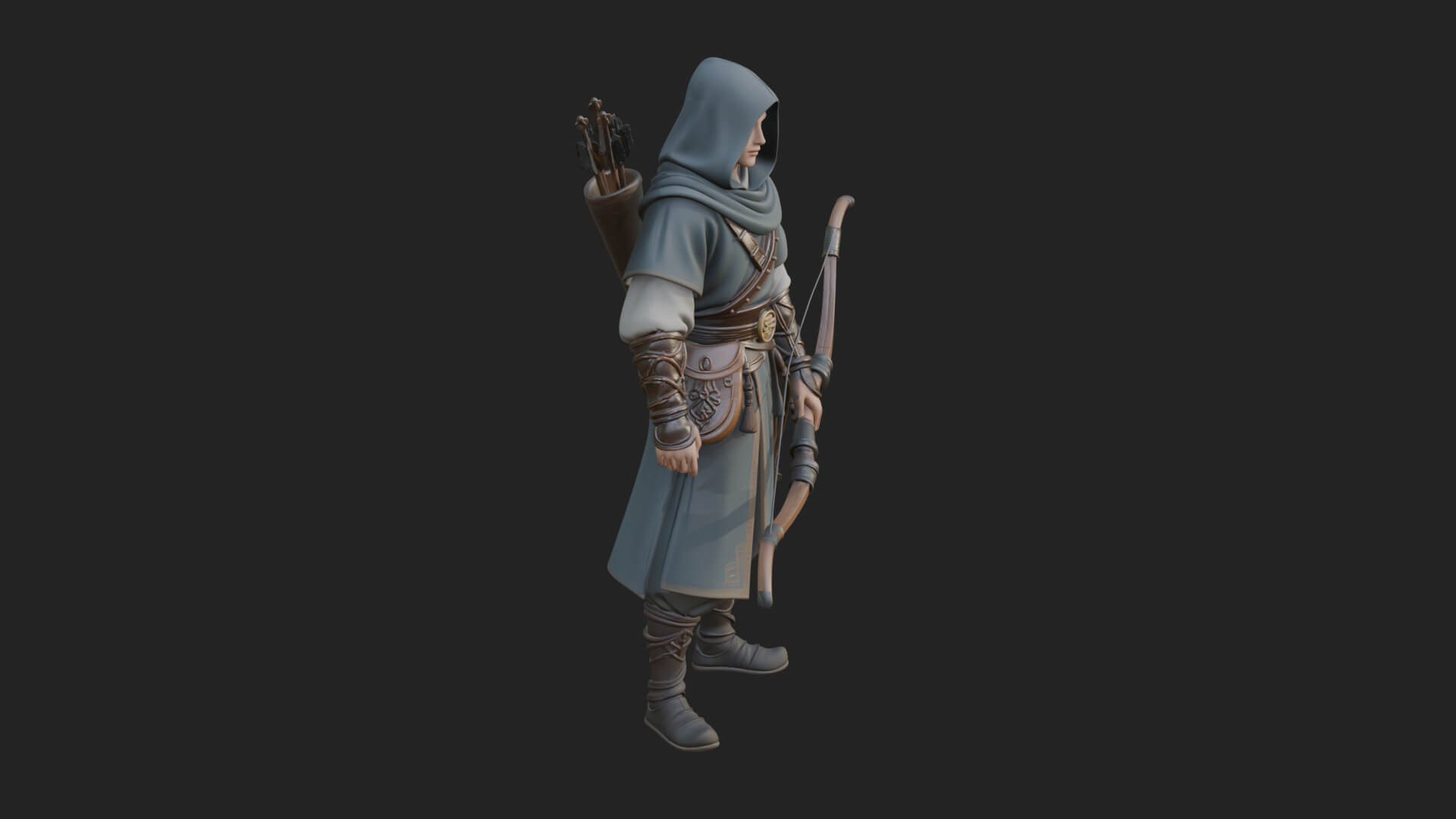 Hooded Ranger Statue Design 19 3D Print Model 3D Model