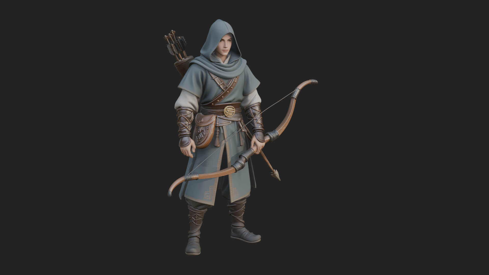 Hooded Ranger Statue Design 19 3D Print Model 3D Model