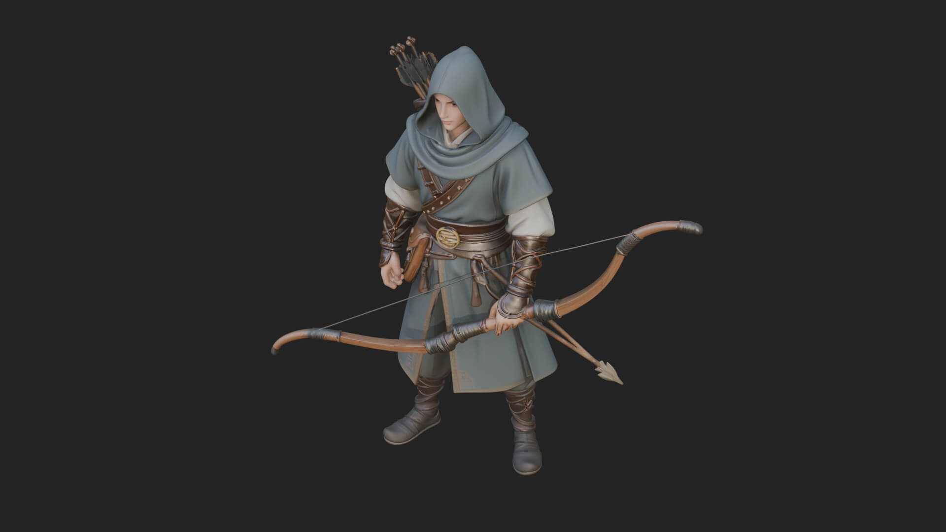 Hooded Ranger Statue Design 19 3D Print Model 3D Model