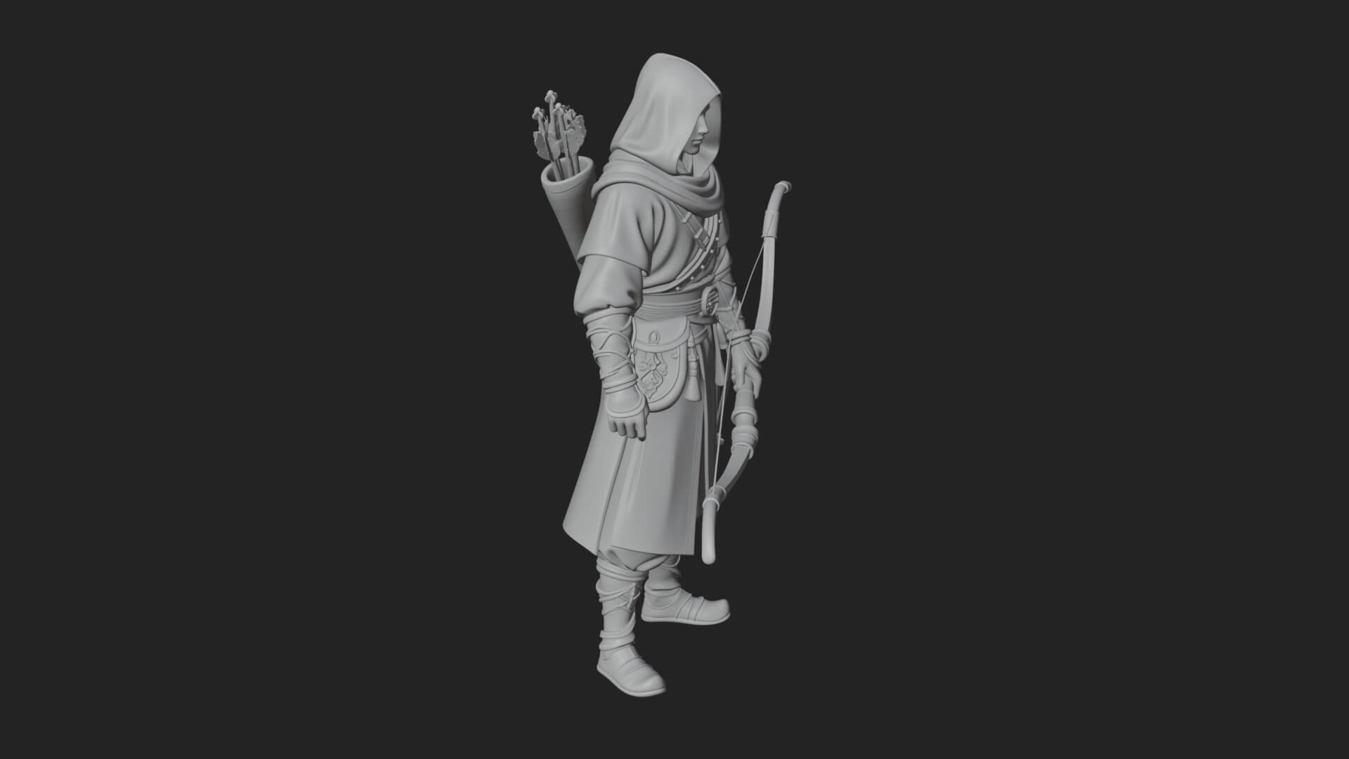 Hooded Ranger Statue Design 19 3D Print Model 3D Model