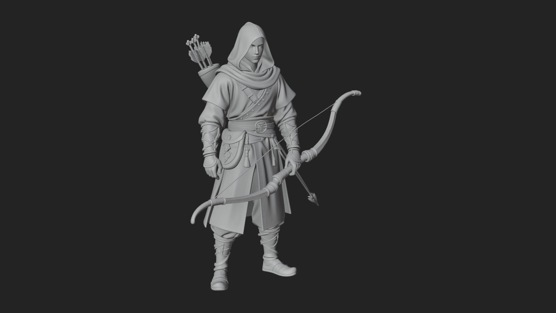 Hooded Ranger Statue Design 19 3D Print Model 3D Model