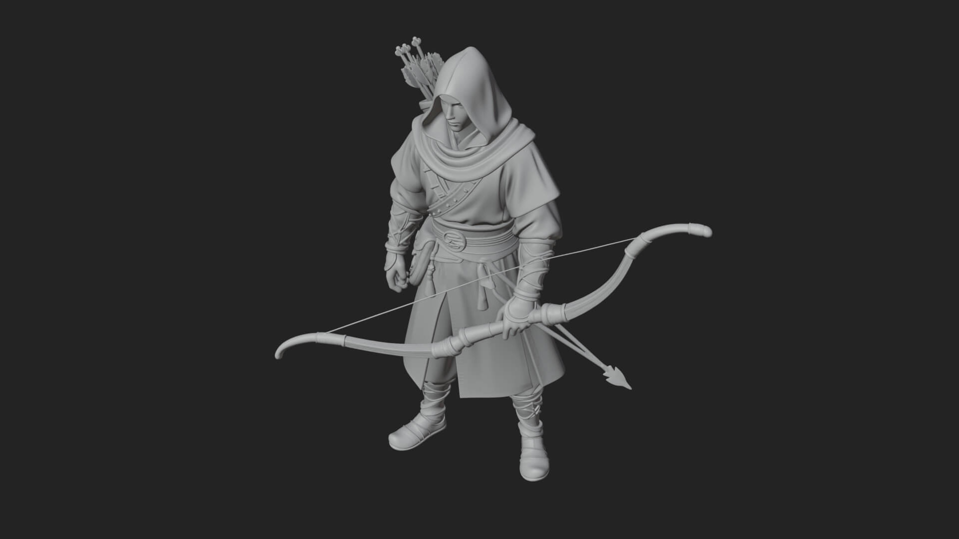 Hooded Ranger Statue Design 19 3D Print Model 3D Model