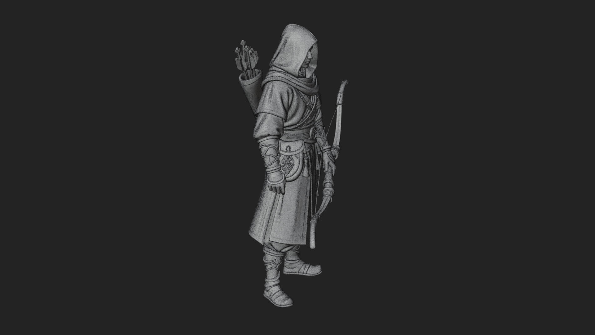 Hooded Ranger Statue Design 19 3D Print Model 3D Model