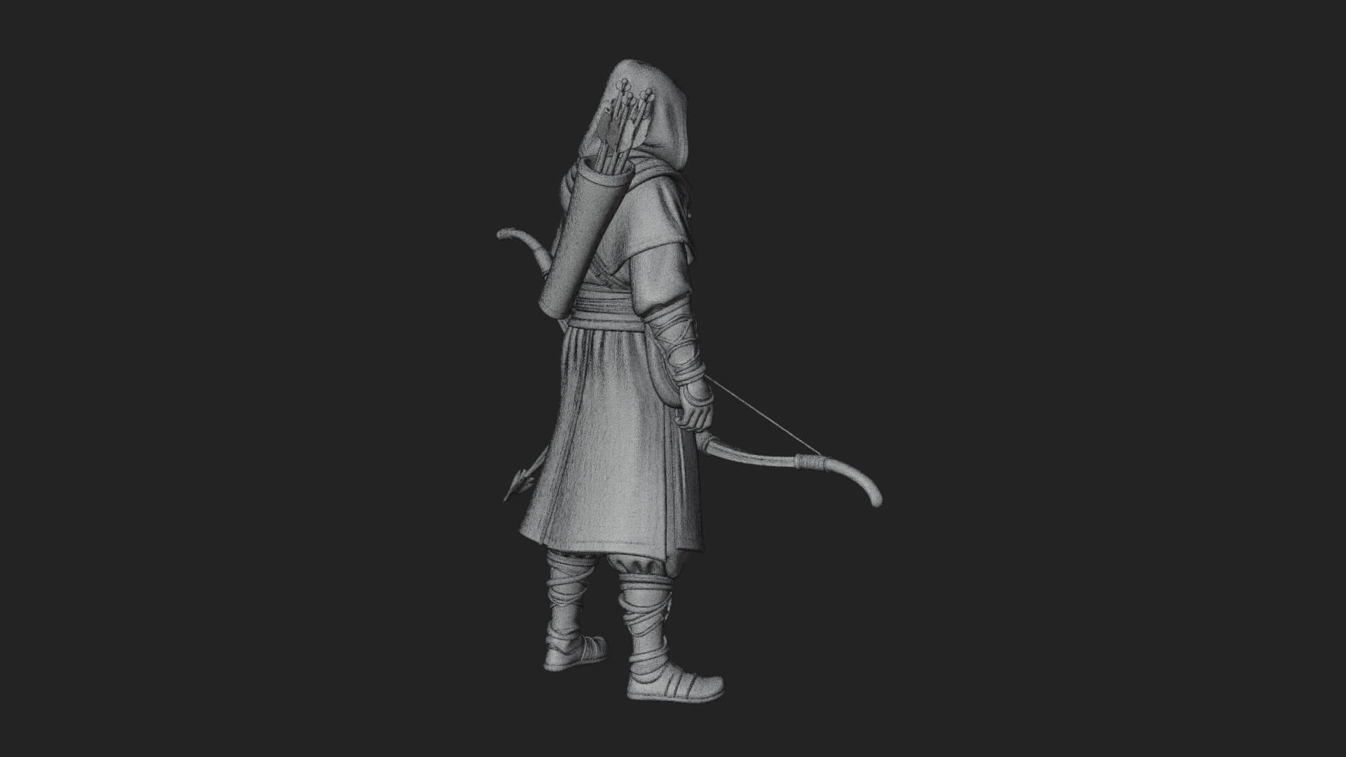 Hooded Ranger Statue Design 19 3D Print Model 3D Model