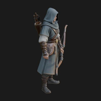 Hooded Ranger Statue Design 19 3D Print Model