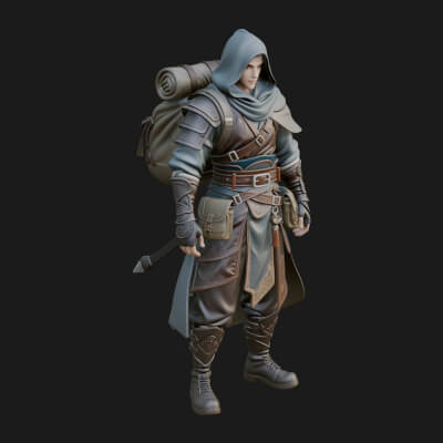 Hooded Ranger Statue Design 2 3D Print Model