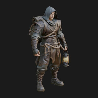 Hooded Ranger Statue Design 3 3D Print Model