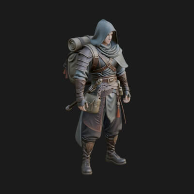 Hooded Ranger Statue Design 4 3D Print Model
