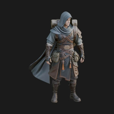 Hooded Ranger Statue Design 5 3D Print Model
