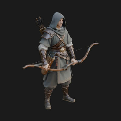 Hooded Ranger Statue Design 6 3D Print Model