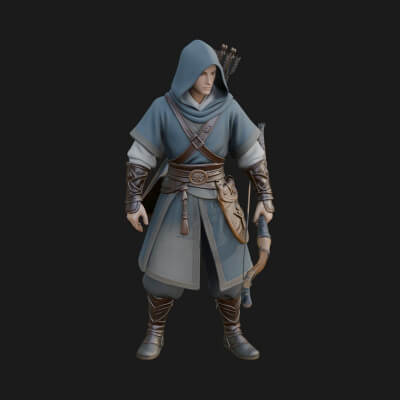 Hooded Ranger Statue Design 8 3D Print Model