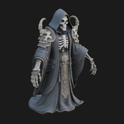 Hooded Skeleton Reaper Statue Design 1 3D Print Model