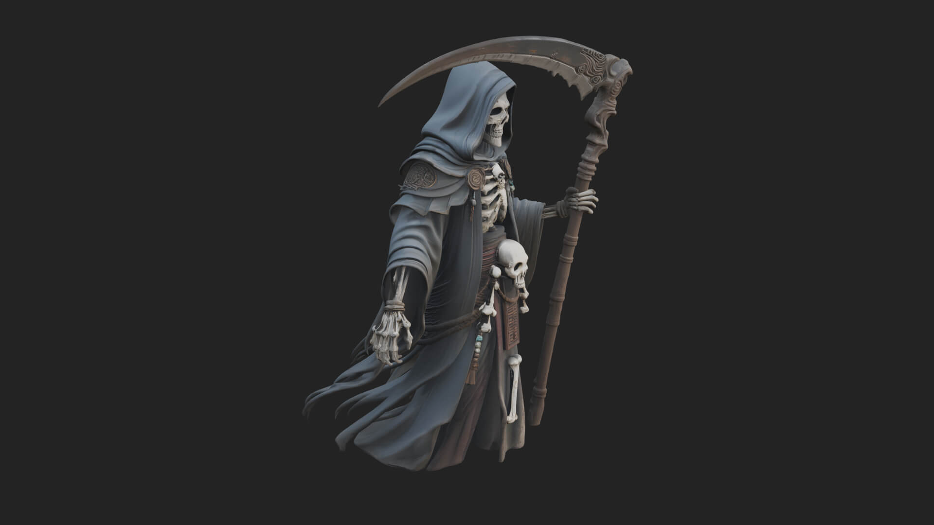 Hooded Skeleton Reaper Statue Design 12 3D Print Model 3D Model