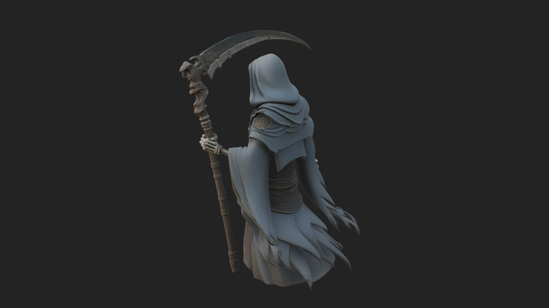 Hooded Skeleton Reaper Statue Design 12 3D Print Model 3D Model