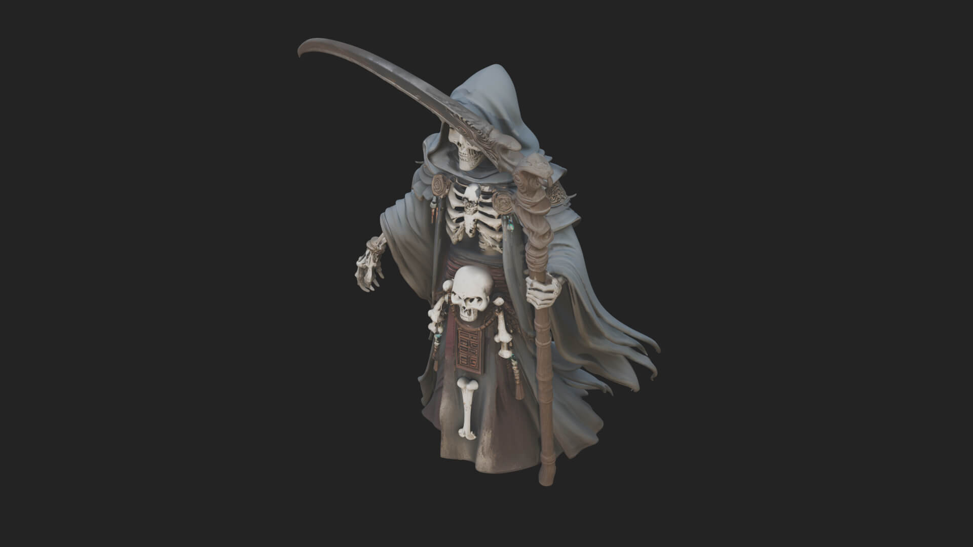 Hooded Skeleton Reaper Statue Design 12 3D Print Model 3D Model
