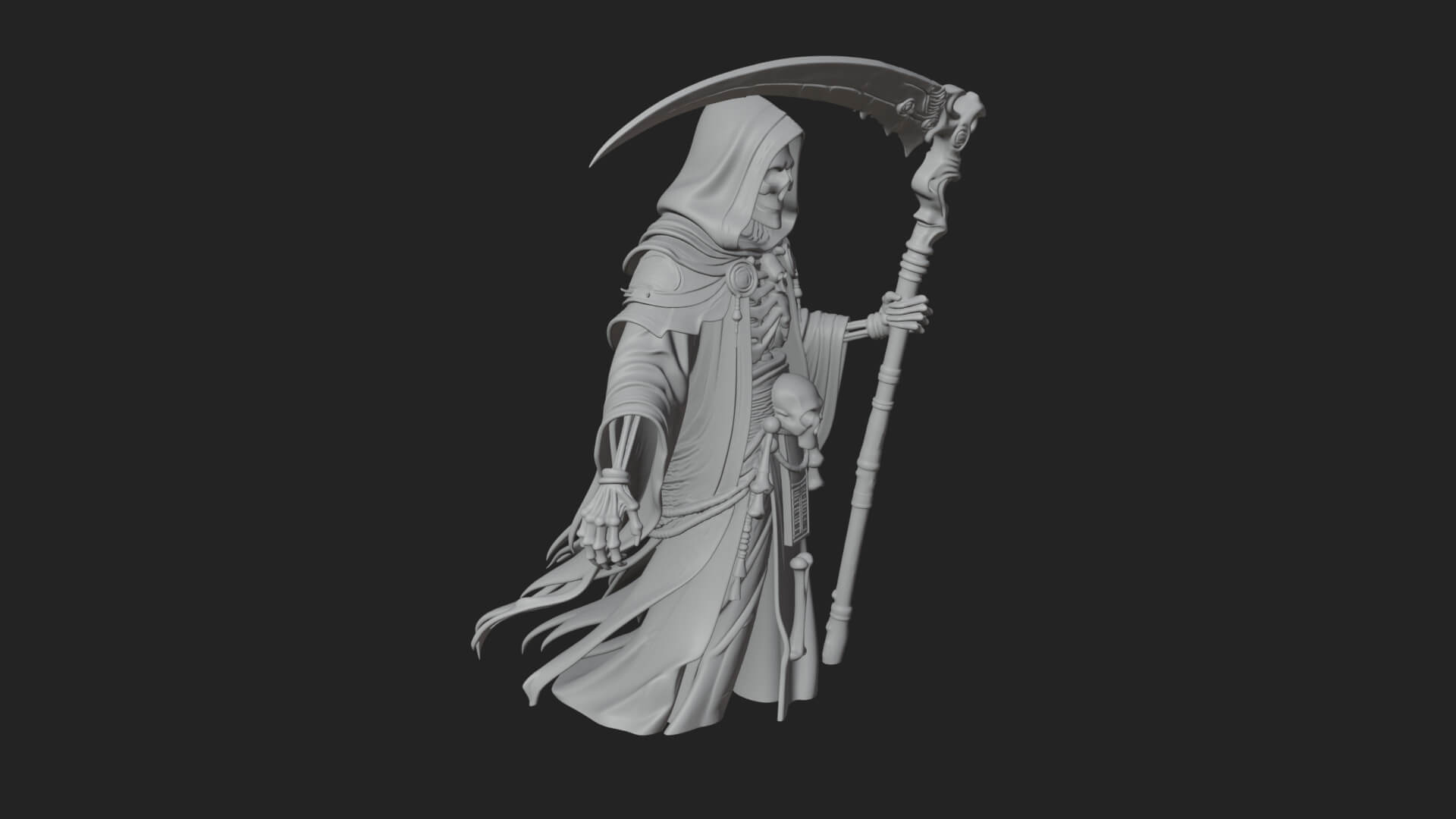 Hooded Skeleton Reaper Statue Design 12 3D Print Model 3D Model