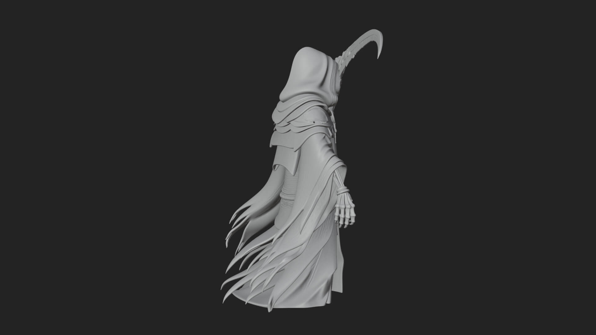 Hooded Skeleton Reaper Statue Design 12 3D Print Model 3D Model