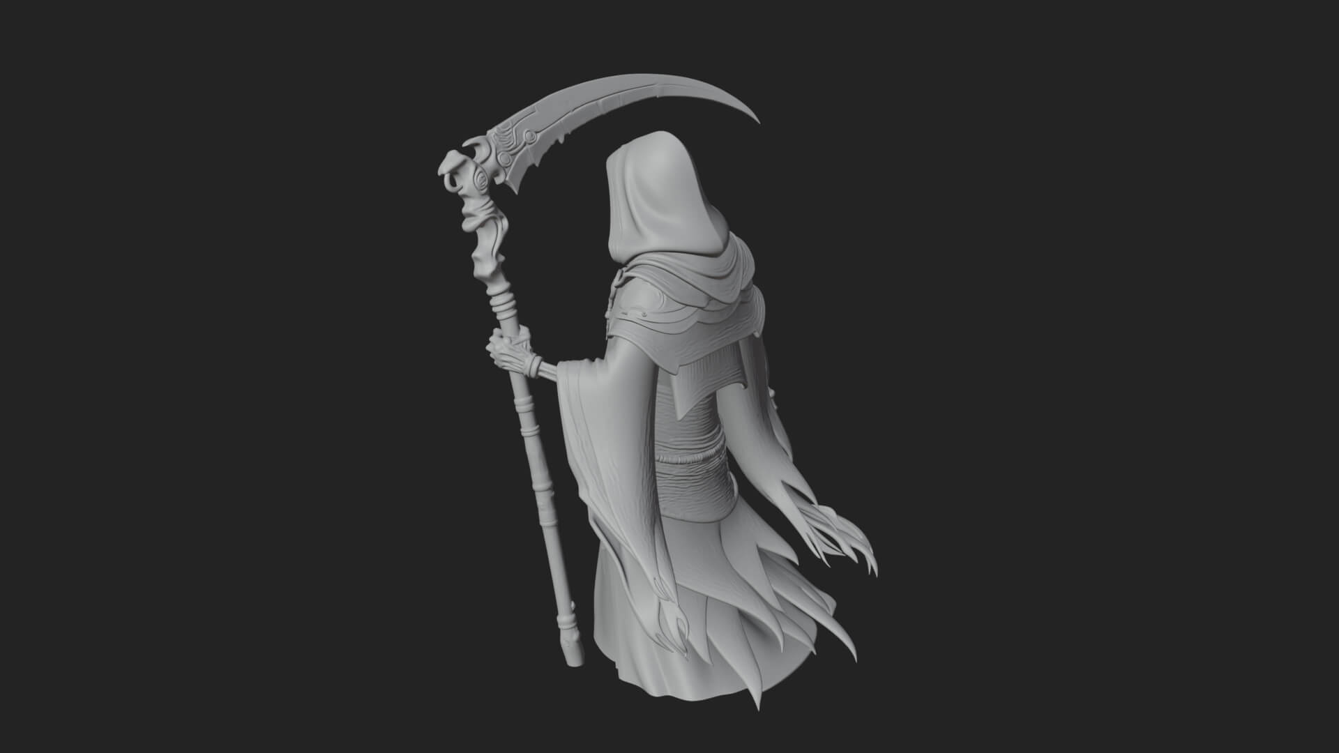 Hooded Skeleton Reaper Statue Design 12 3D Print Model 3D Model
