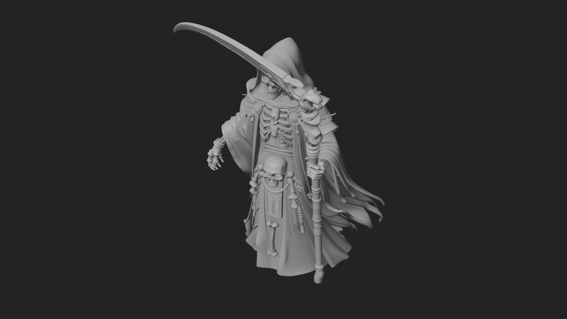 Hooded Skeleton Reaper Statue Design 12 3D Print Model 3D Model