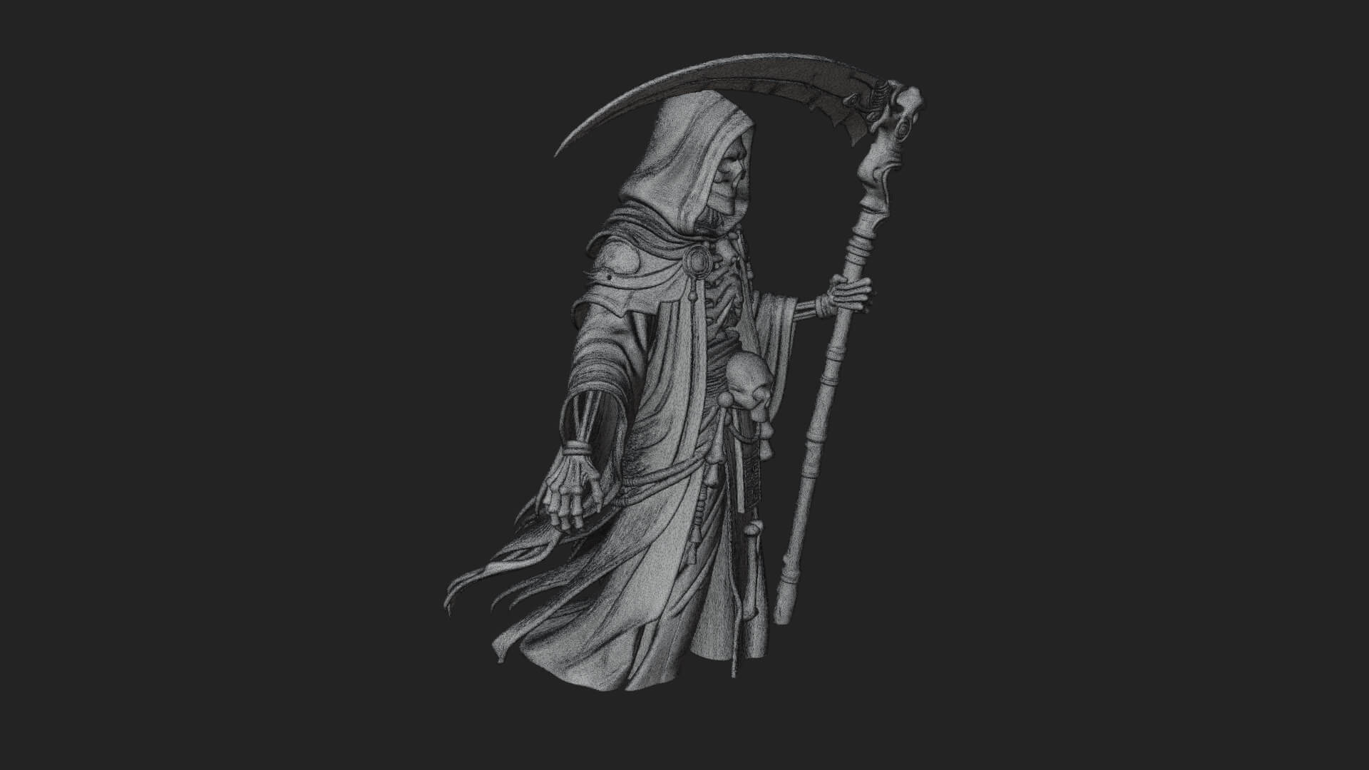 Hooded Skeleton Reaper Statue Design 12 3D Print Model 3D Model