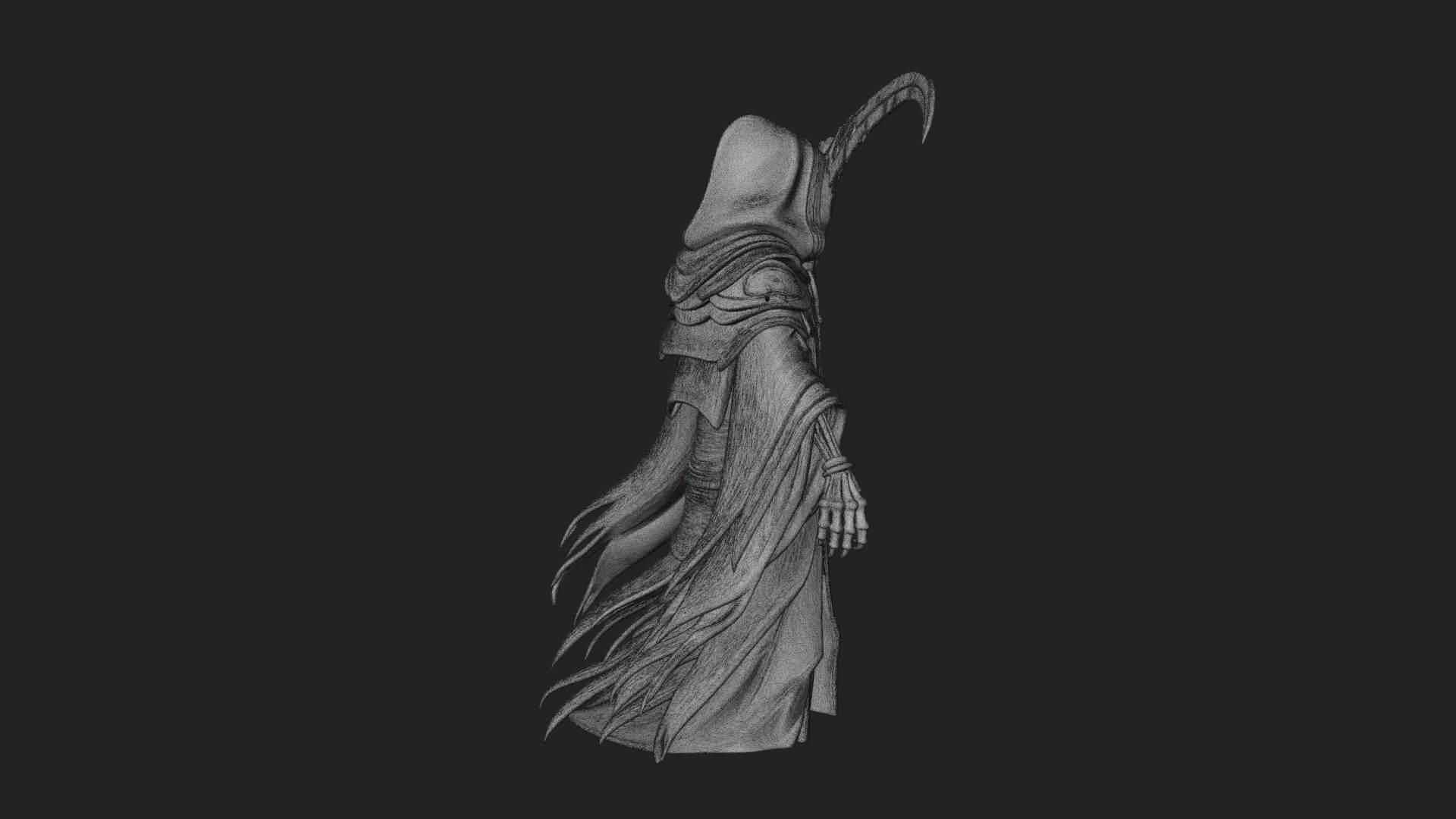 Hooded Skeleton Reaper Statue Design 12 3D Print Model 3D Model