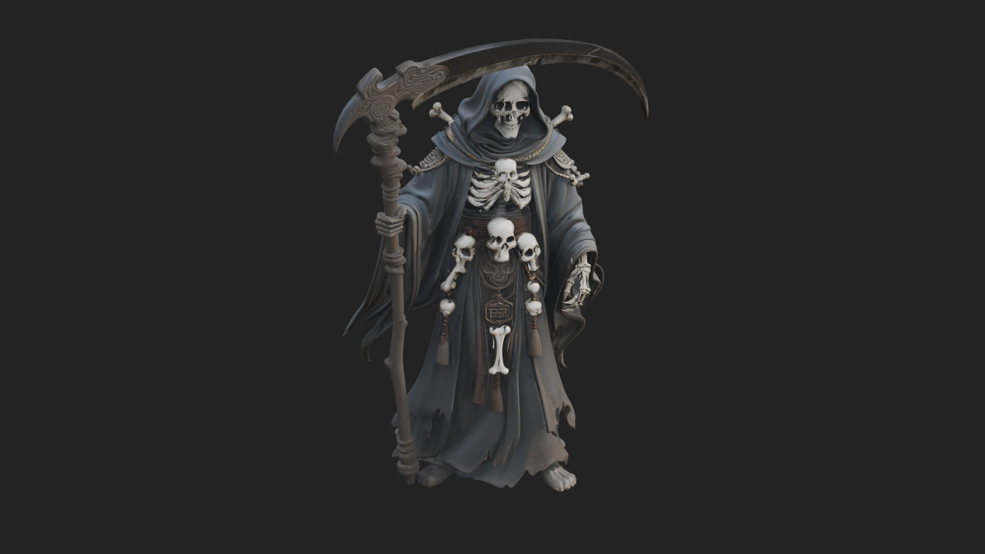 Hooded Skeleton Reaper Statue Design 13 3D Print Model 3D Model