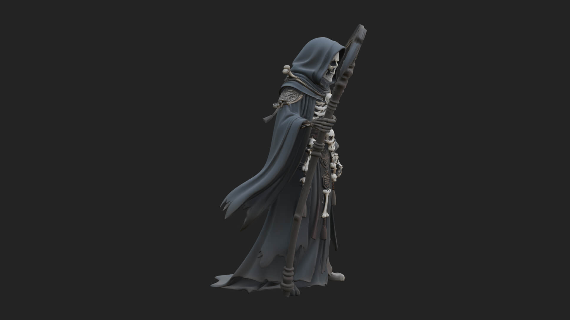 Hooded Skeleton Reaper Statue Design 13 3D Print Model 3D Model