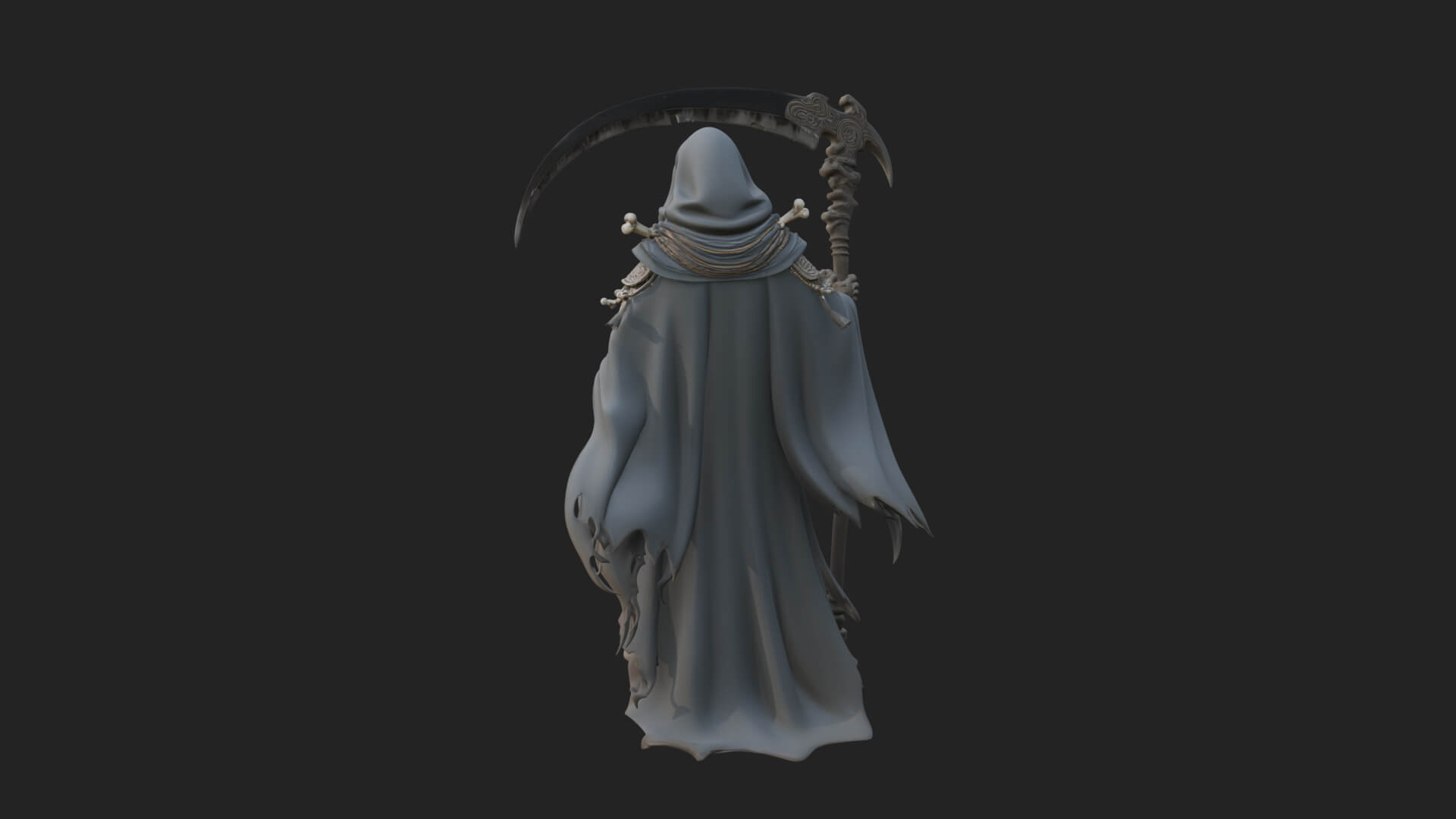 Hooded Skeleton Reaper Statue Design 13 3D Print Model 3D Model