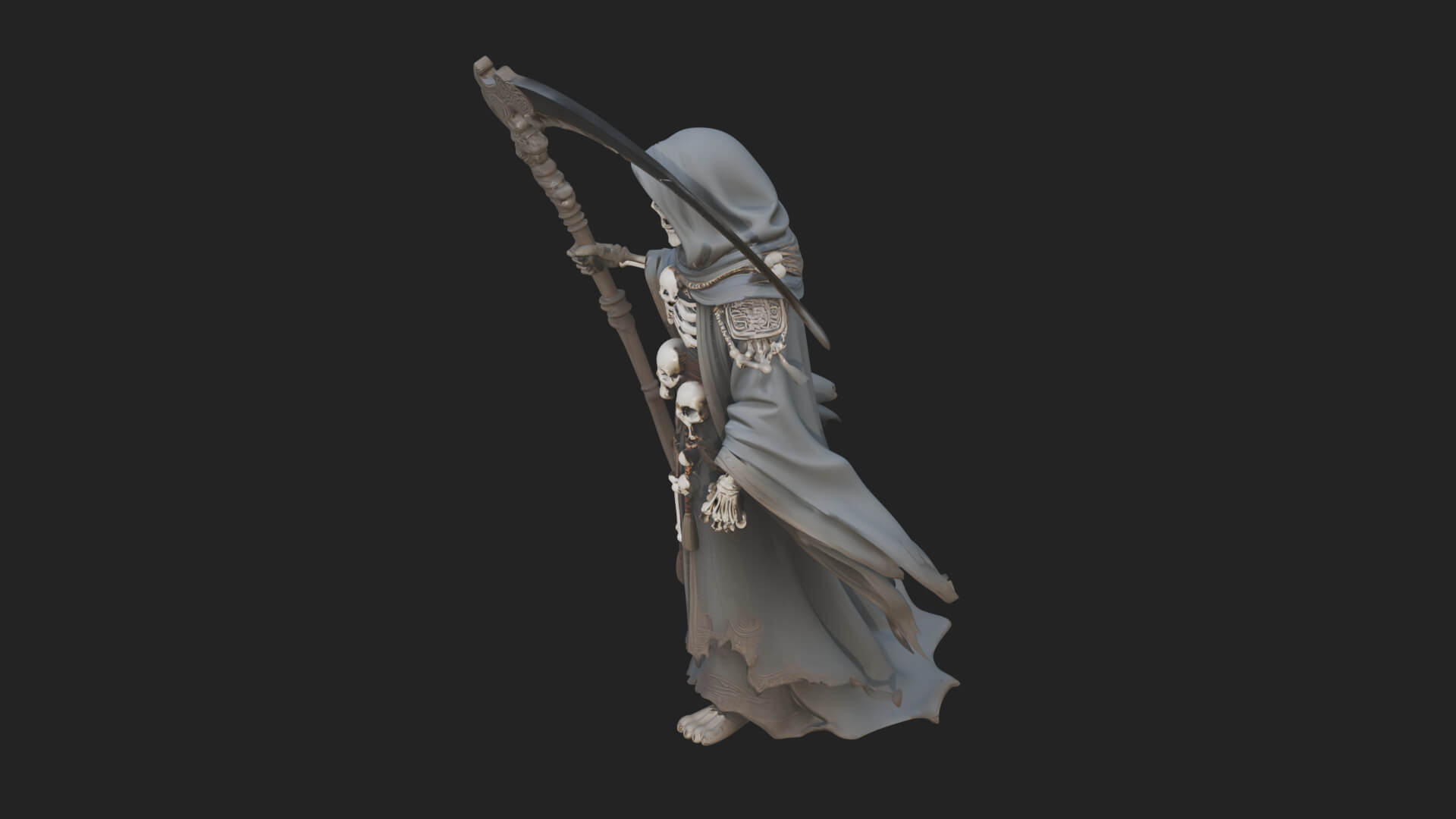 Hooded Skeleton Reaper Statue Design 13 3D Print Model 3D Model