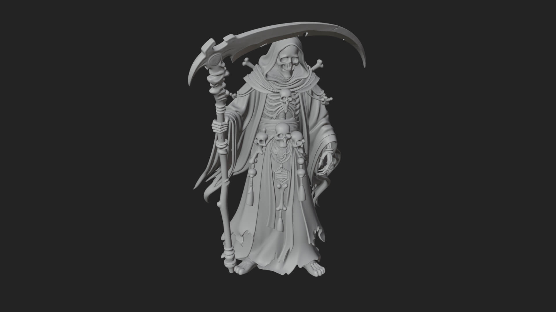 Hooded Skeleton Reaper Statue Design 13 3D Print Model 3D Model