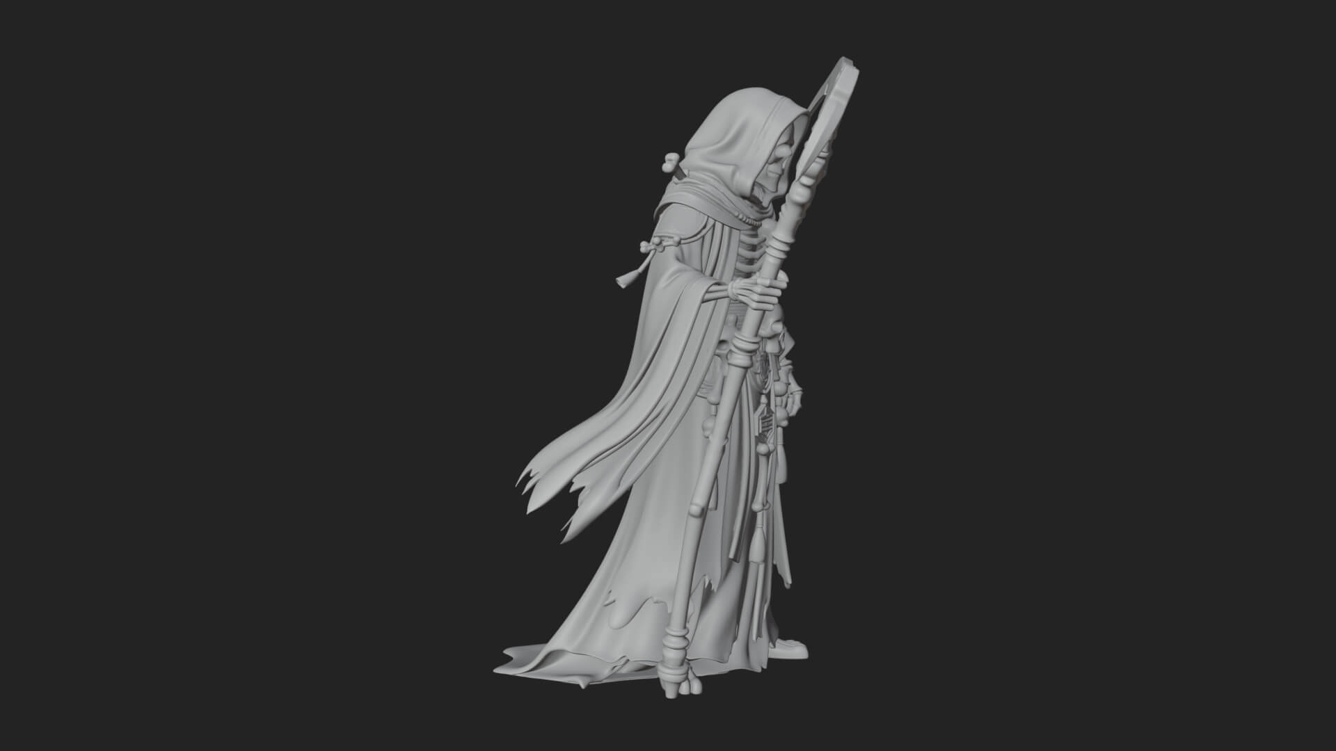 Hooded Skeleton Reaper Statue Design 13 3D Print Model 3D Model