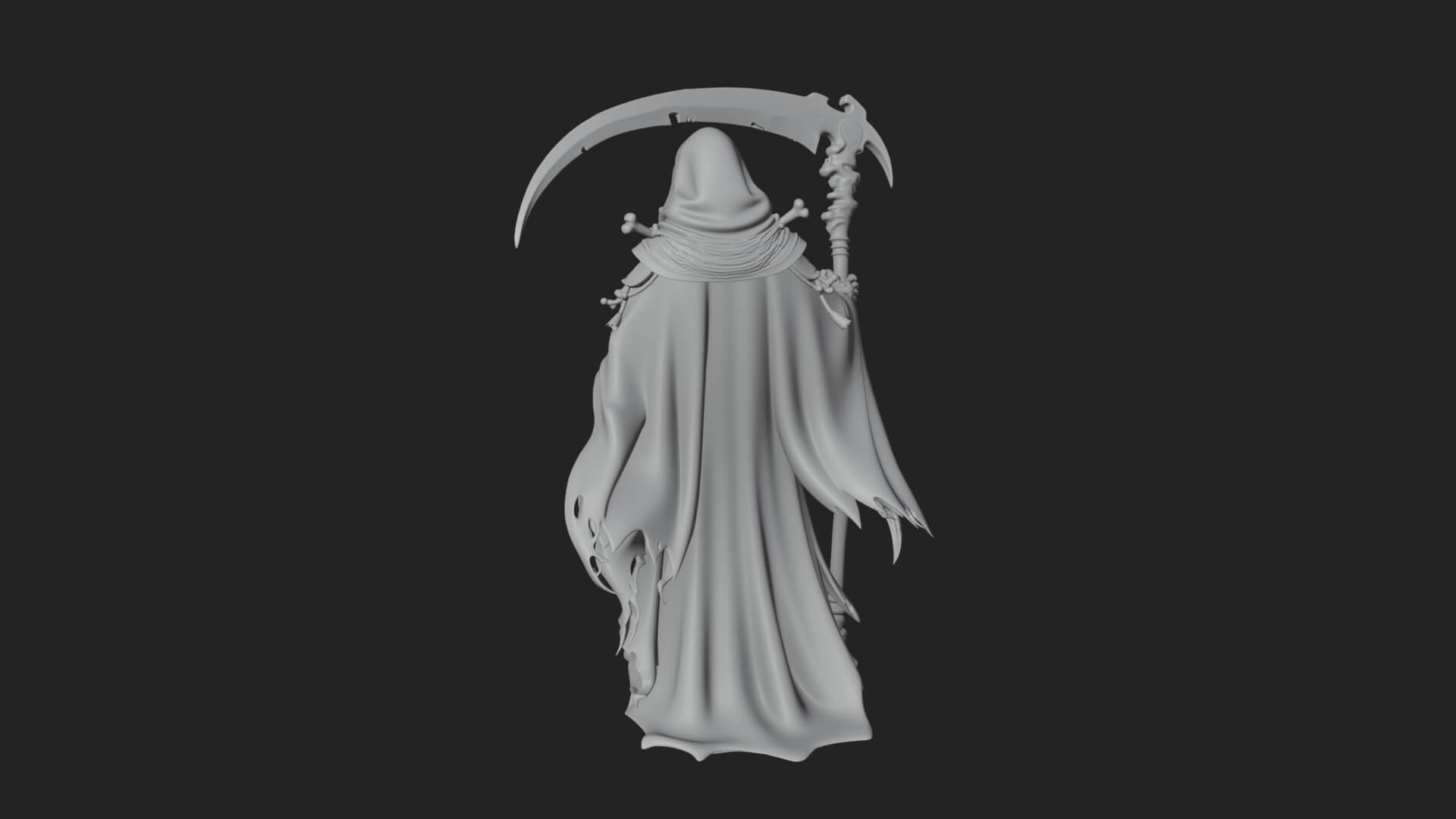 Hooded Skeleton Reaper Statue Design 13 3D Print Model 3D Model