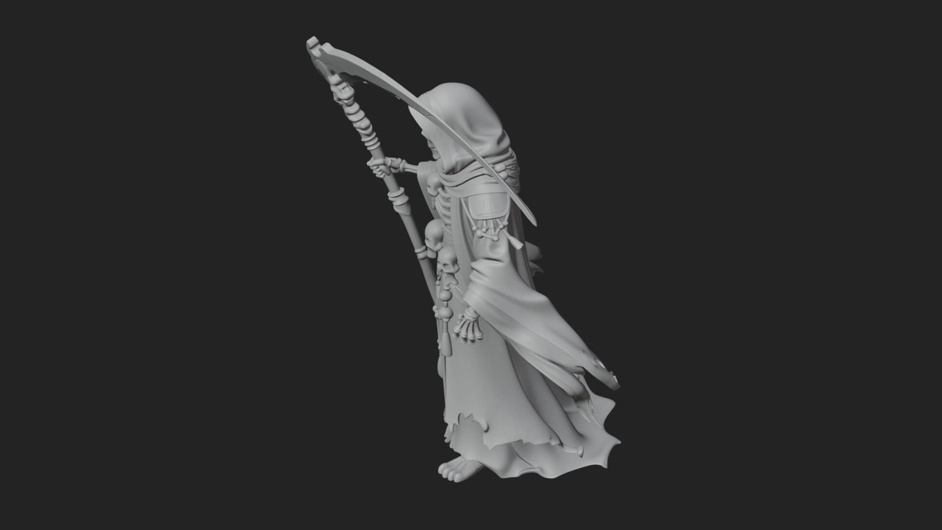 Hooded Skeleton Reaper Statue Design 13 3D Print Model 3D Model