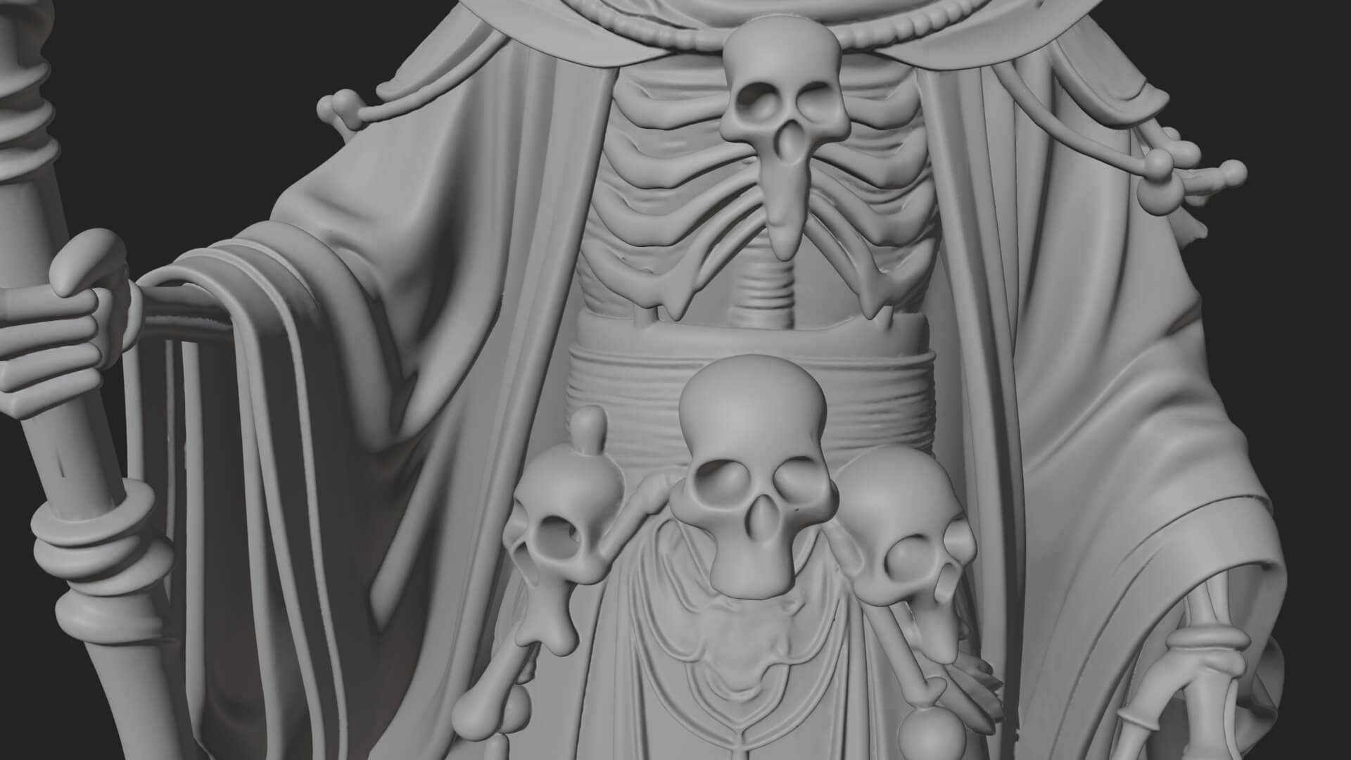 Hooded Skeleton Reaper Statue Design 13 3D Print Model 3D Model