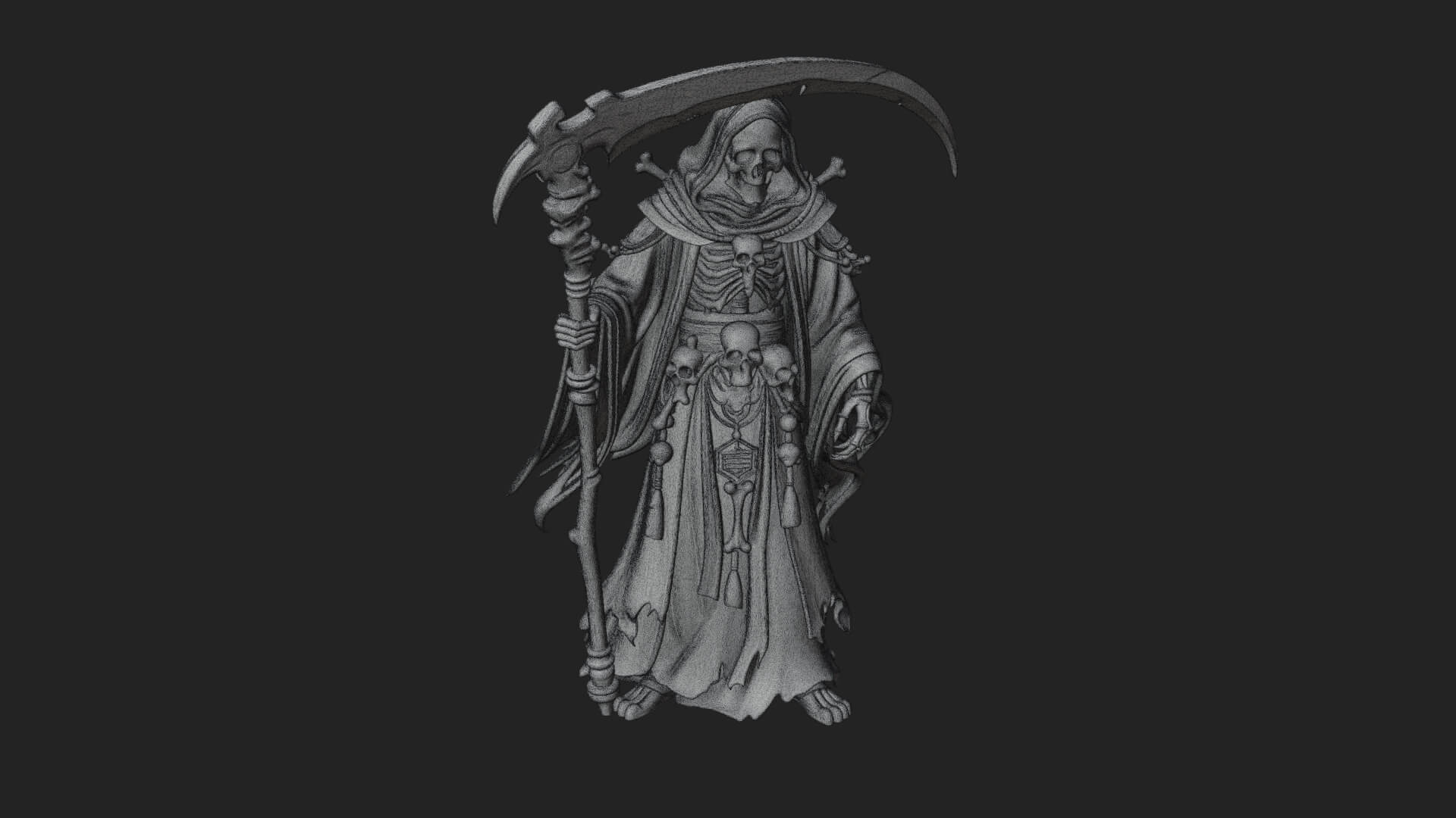 Hooded Skeleton Reaper Statue Design 13 3D Print Model 3D Model