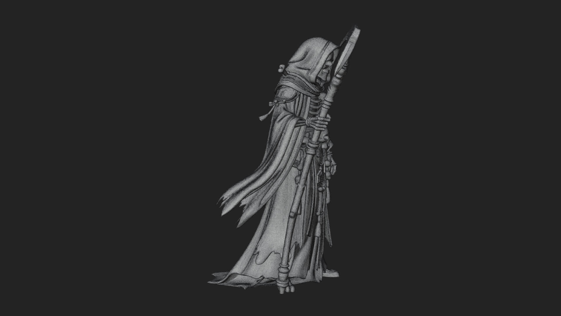 Hooded Skeleton Reaper Statue Design 13 3D Print Model 3D Model